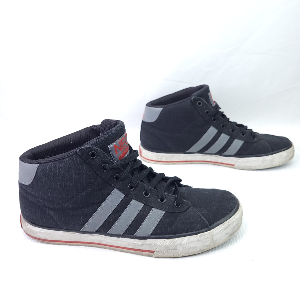 Adidas Neo High Top Ortholite Foam Sneaker Lace Up Gray Red Shoes G66470 Size 9